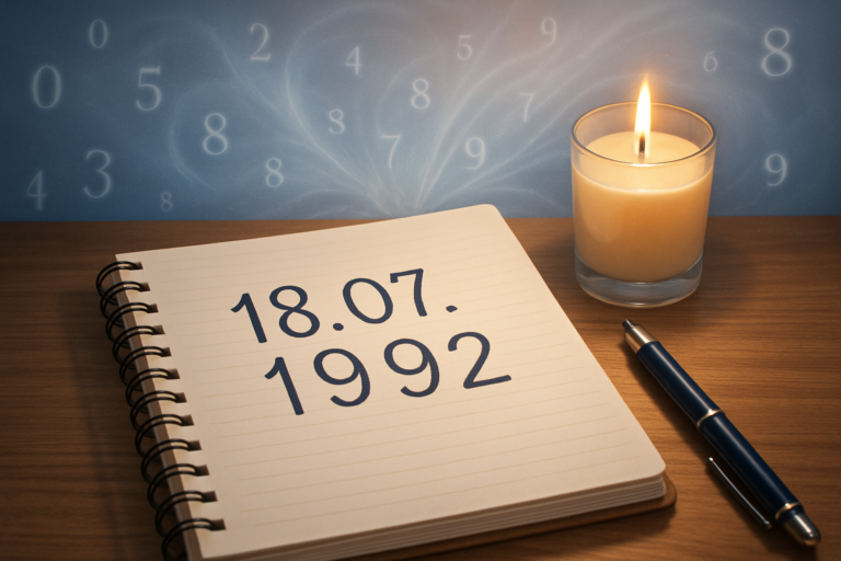Blog przedstawiony jako notatnik z datą 18.07.1992, długopisem i zapaloną świecą na drewnianym biurku.